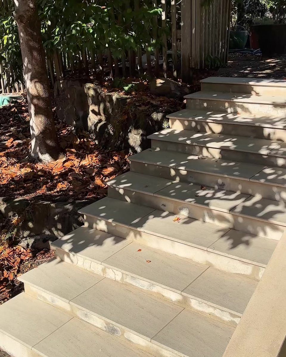 Clean concrete garden steps after pressure washing